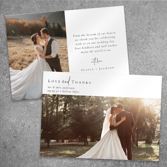 Cartão De Agradecimento Casamento com Fotografia de Script de Caligrafia R (Criador carregado)