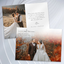 Cartão De Agradecimento Casamento com Fotografia de Script de Caligrafia R