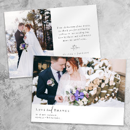 Cartão De Agradecimento Casamento com Fotografia de Script de Caligrafia R
