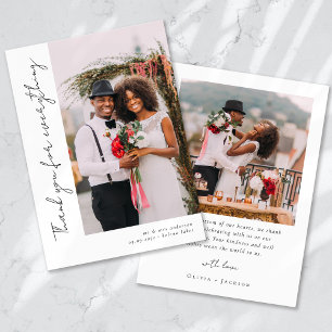 Cartão De Agradecimento Casamento com Fotografias de Script Romântico