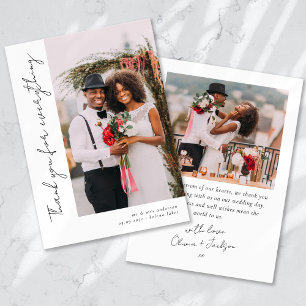 Cartão De Agradecimento Casamento com Fotografias de Script Romântico