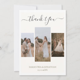 Cartão De Agradecimento Casamento com fotos do Simples Elegante Modern Scr