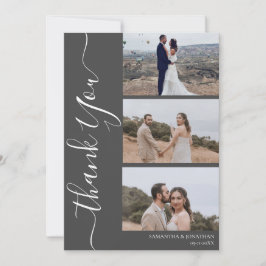 Cartão De Agradecimento Casamento com fotos do Simples Elegante Modern Scr