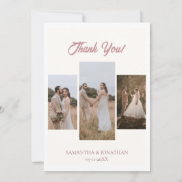 Cartão De Agradecimento Casamento com fotos do Simples Elegante Modern Scr