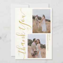 Cartão De Agradecimento Casamento com fotos do Simples Elegante Modern Scr