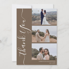 Cartão De Agradecimento Casamento com fotos do Simples Elegante Modern Scr