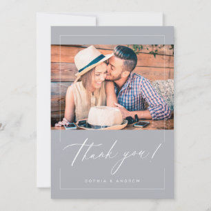 Cartão De Agradecimento casamento com fotos elegantes da cinza