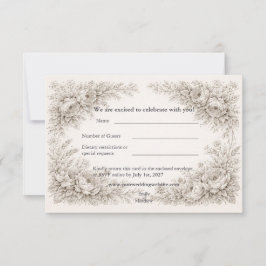 Cartão De Agradecimento Casamento com Gravura Botânica Régence