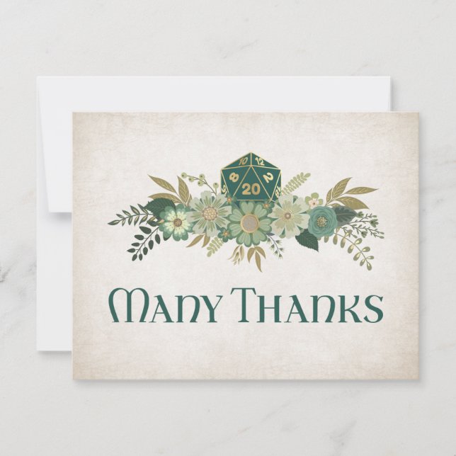 Cartão De Agradecimento Casamento com Jogadores de Dice RPG (Frente)