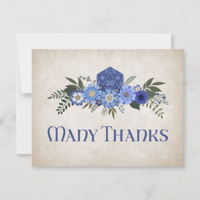 Cartão De Agradecimento Casamento com Jogadores de Dice RPG (Frente)