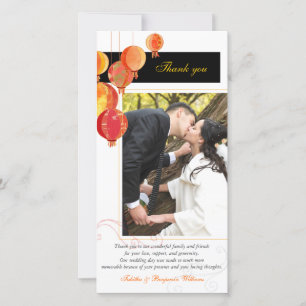 Cartão De Agradecimento Casamento com Lanternas Asiáticas Modernas Obrigad
