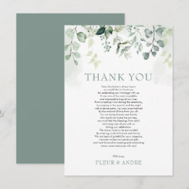 Cartão De Agradecimento Casamento com Leafy Sage Green Eucalyptus Garden