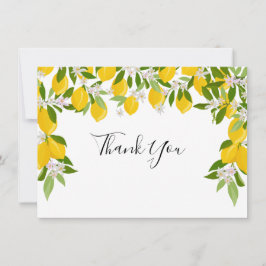 Cartão De Agradecimento Casamento com Lemons Blossom Greenery