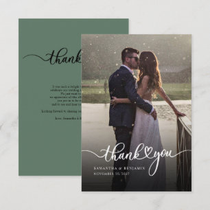 Cartão De Agradecimento Casamento com Letras Modernas em Newlyweds