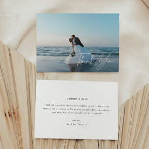 Cartão De Agradecimento Casamento com Letreiro em Script de Foto Completa