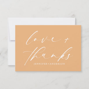 Cartão De Agradecimento Casamento com Obrigados e amor cor-de-rosa elegant