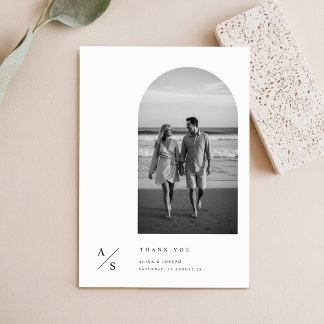 Cartão De Agradecimento Casamento com Orçamento de Foto Tipografia Minimal