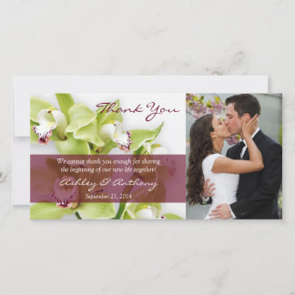Cartão De Agradecimento Casamento com Orquídea de Cymbidium Verde Obrigado