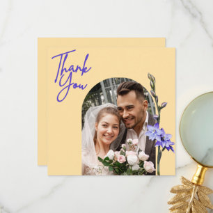 Cartão De Agradecimento Casamento com Orquídea Solar Amarelo-Manteiga e Li