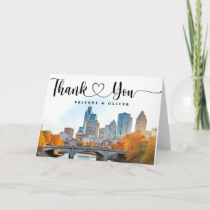 Cartão De Agradecimento Casamento com Paisagem Urbana de Nashville Tenness
