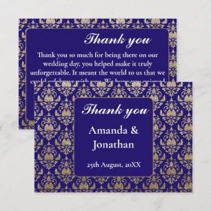 Cartão De Agradecimento Casamento com Púrpura Violeta e Dourado