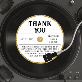Cartão De Agradecimento Casamento com Registro de Vinilo Glitter Dourado R