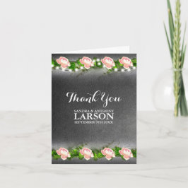 Cartão De Agradecimento Casamento com Rosa Chalkboard Obrigado