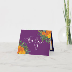 Cartão De Agradecimento Casamento com Rosa de Peony de Preguiça Laranja e