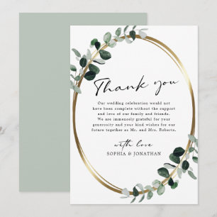 Cartão De Agradecimento Casamento com sábado branco da Caligrafia Moderna 