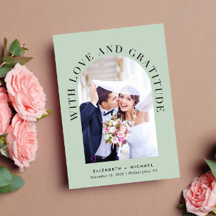 Cartão De Agradecimento Casamento com Sage Fotográfica do Arch Moderno