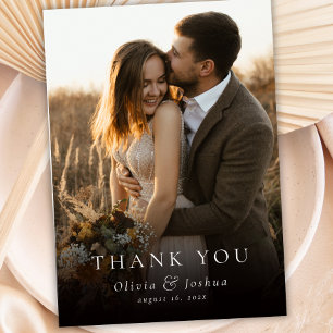 Cartão De Agradecimento Casamento com Sobreposição de Foto de Tipografia M