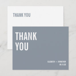 Cartão De Agradecimento Casamento com Tipografia Azul Simples