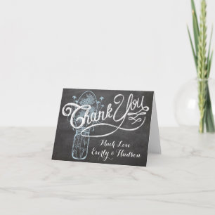 Cartão De Agradecimento Casamento com Tipografia Chalkboard Obrigado