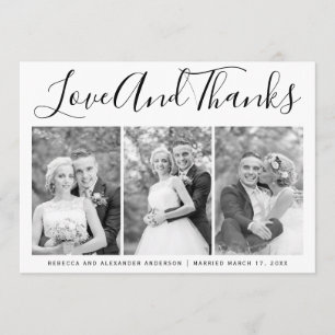 Cartão De Agradecimento Casamento com tipografia Obrigado Colagem com Foto