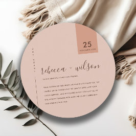 Cartão De Agradecimento Casamento com Tipografia Rosa Maciça Mínima Chic