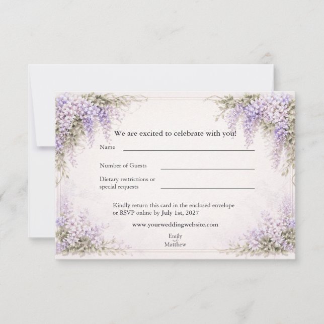 Cartão De Agradecimento Casamento com Wisteria Regency (Frente)