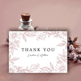 Cartão De Agradecimento Casamento Cor-de-Rosa Blush Simples Elegante