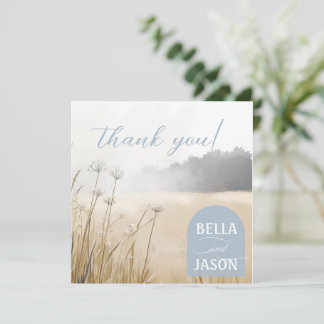 Cartão De Agradecimento Casamento Costeiro Chic Obrigado com Foto