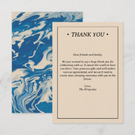 Cartão De Agradecimento Casamento Costeiro Moderno Marble Azul