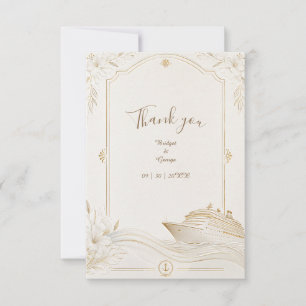 Cartão De Agradecimento Casamento Cruzeiro em Ouro Branco Elegante Ondas d