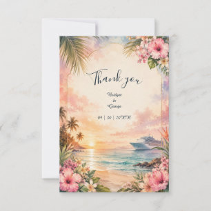 Cartão De Agradecimento Casamento Cruzeiro Pôr do Sol Tropical Baía do Hib