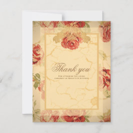 Cartão De Agradecimento Casamento customizado com rosa vermelha amarela vi