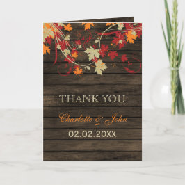 Cartão De Agradecimento Casamento Da Bela Madeira Rustic Fall Sai Obrigado