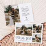Cartão De Agradecimento Casamento da Colagem de Fotos Rustic Elegance<br><div class="desc">Cartões de agradecimentos de casamento russo e elegante com um texto tipográfico que diz "obrigado você" em uma fonte que é misturada com letras de escrita e serifa. Este modelo tem 3 fotos na frente e 1 na parte traseira.</div>