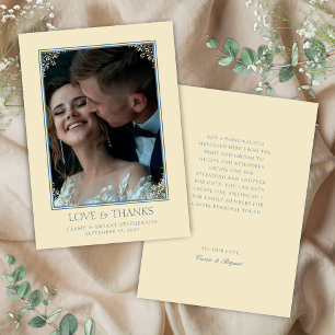 Cartão De Agradecimento Casamento da Era Amarela da Manteiga Vintage Elega