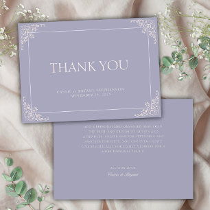 Cartão De Agradecimento Casamento da Era da Regência Lilac Francesa Elegan