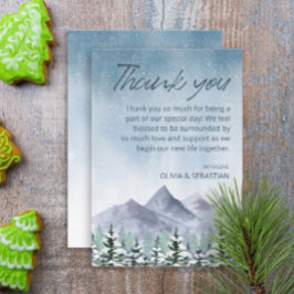 Cartão De Agradecimento Casamento da Floresta da Montanha Snowy de inverno