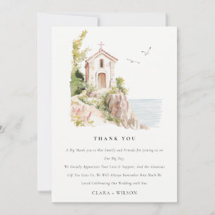Cartão De Agradecimento Casamento da Igreja Católica Simples Costeira
