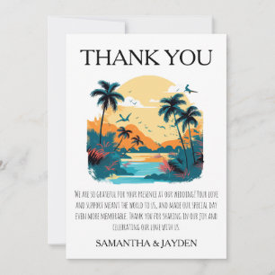 Cartão De Agradecimento casamento da praia tropical moderna obrigado carta