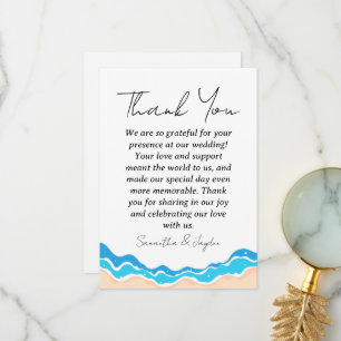Cartão De Agradecimento casamento da praia tropical moderna obrigado carta